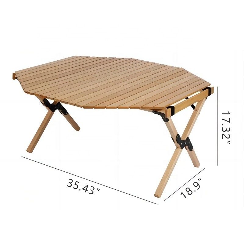 Folding Octagonal Beech Wood Camping Table 90x90cm 30kg Capacity