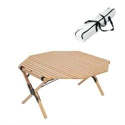 Folding Octagonal Beech Wood Camping Table 90x90cm 30kg Capacity